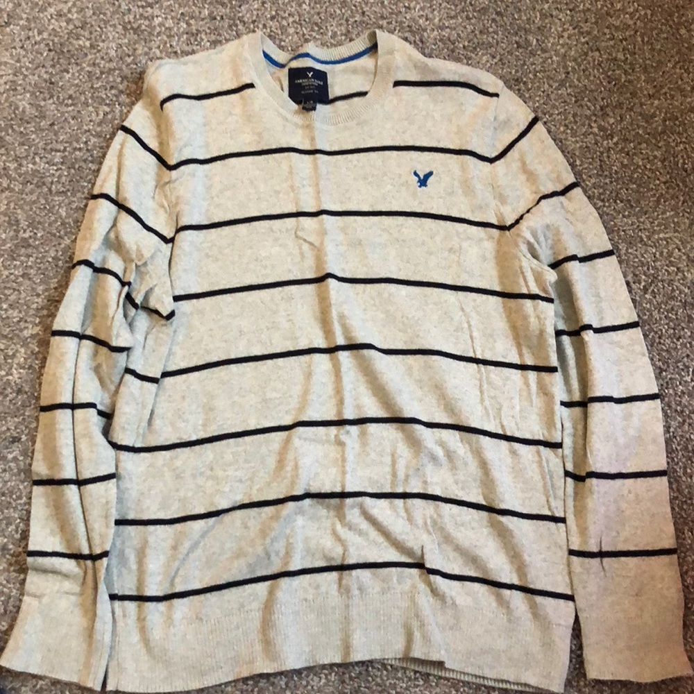 Light grey sweater with dark stripes - like new